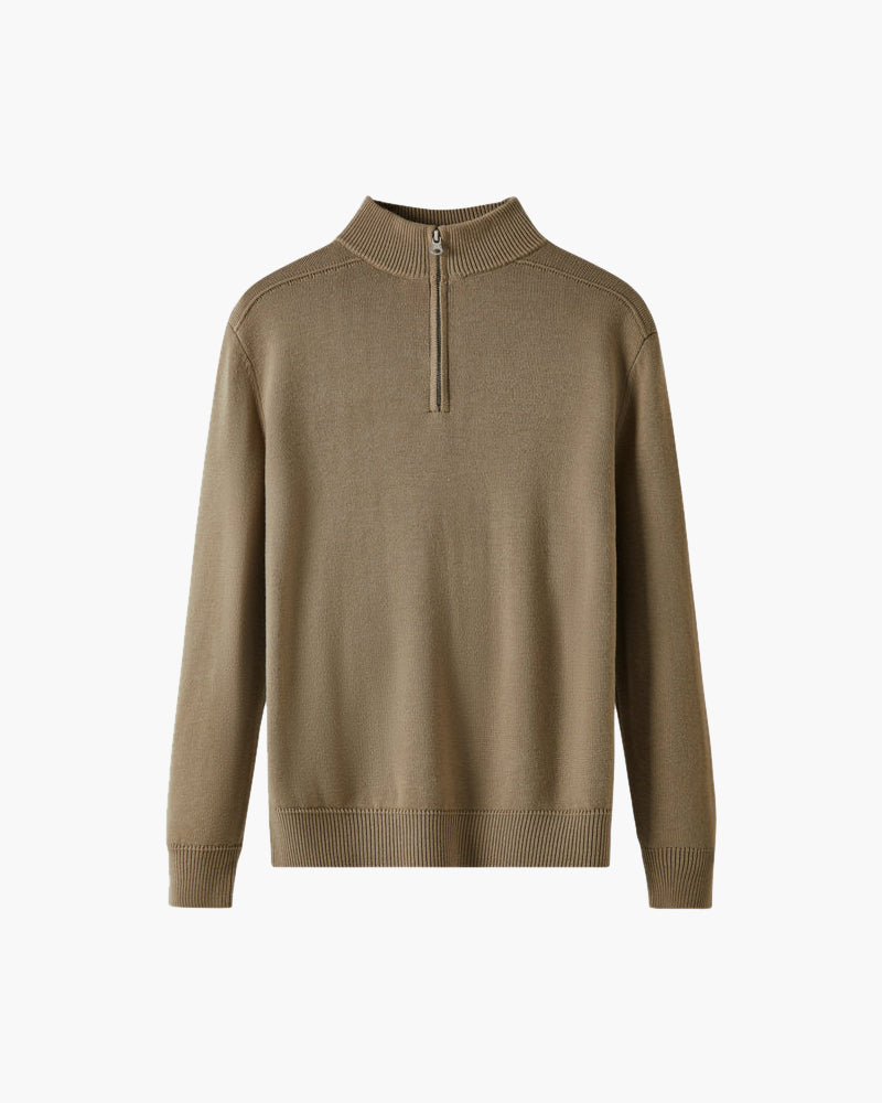 Merino Wool Zip Up - Beige